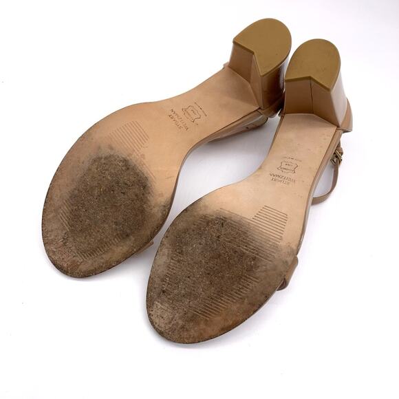 STUART WEITZMAN Nudist 75 Block Heel Sandal Patent Nude 9.5 - Picture 11 of 12